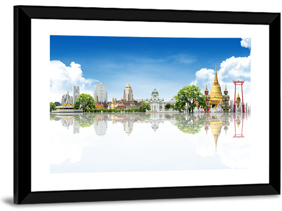 Bangkok Landmarks Reflection Scene Wall Art