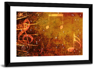 Grunge Music Notes Wall Art