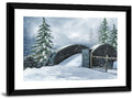 Snowy Stone Bridge in Winter Forest Wall Art