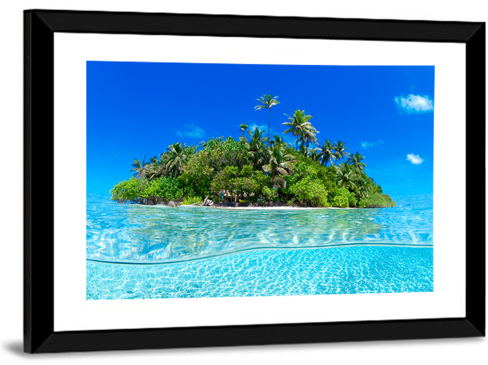 Tropical Island Lagoon Split-level Seascape Wall Art