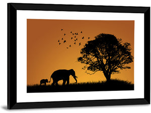 African Elephant's Family Wall Art