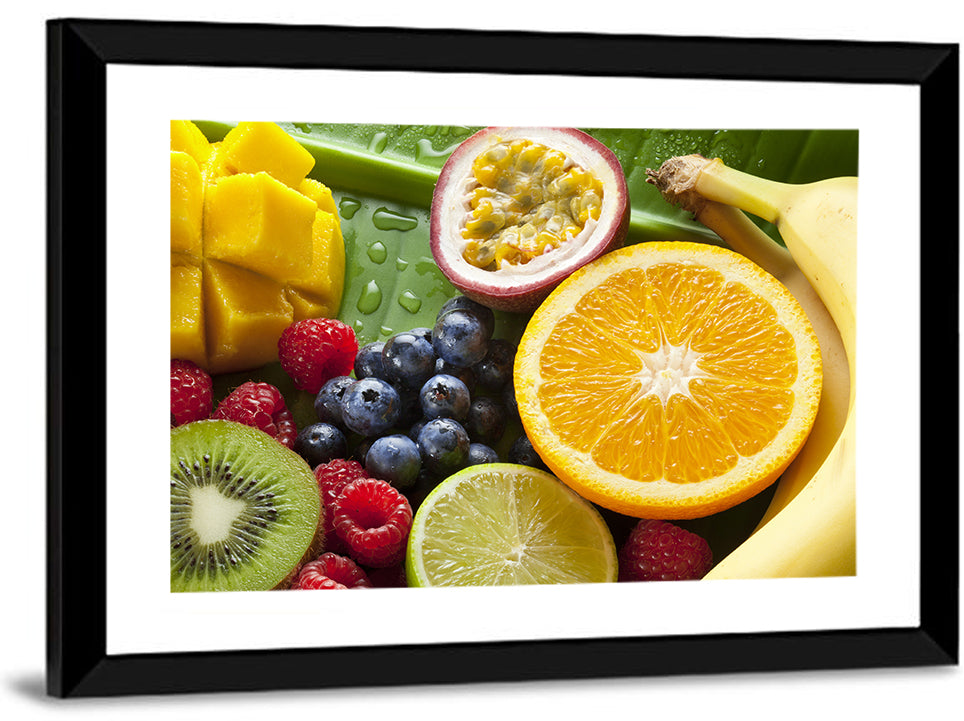 Vibrant Fresh Fruit Flat Lay Wall Art