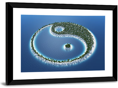 Yin Yang Tropical Island Aerial Wall Art