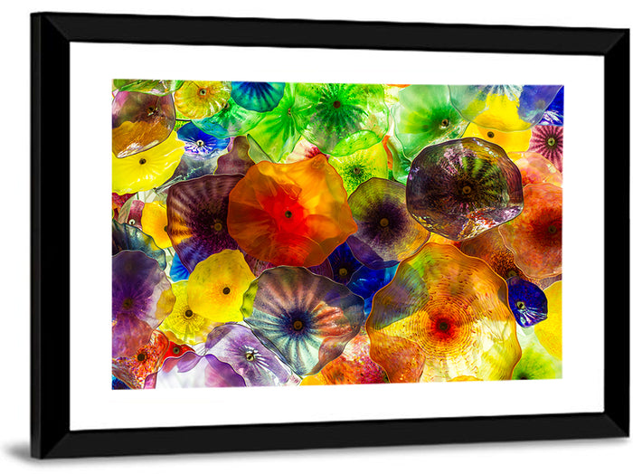 Kaleidoscopic Glass Bloom Abstract Wall Art as a framed print