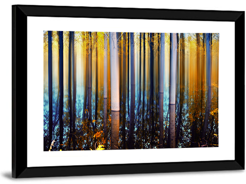 Ethereal Autumn Forest Reflection Abstract Wall Art