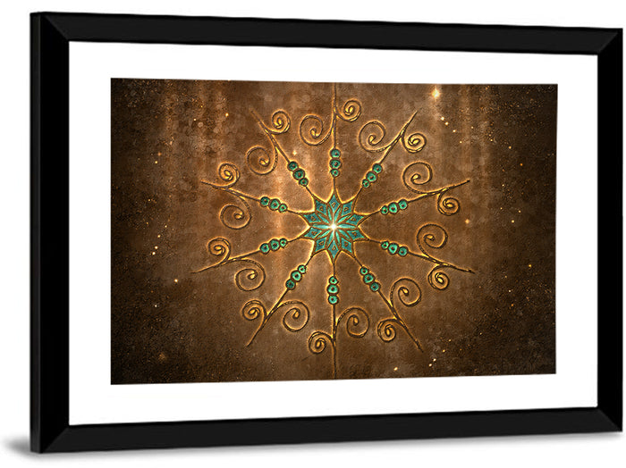 Celestial Twelve-point Mandala Star Wall Art as a framed print
