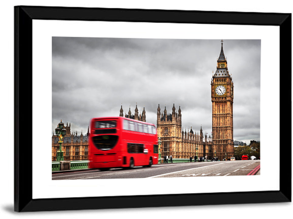 Big Ben with Red Bus, Westminster London Wall Art