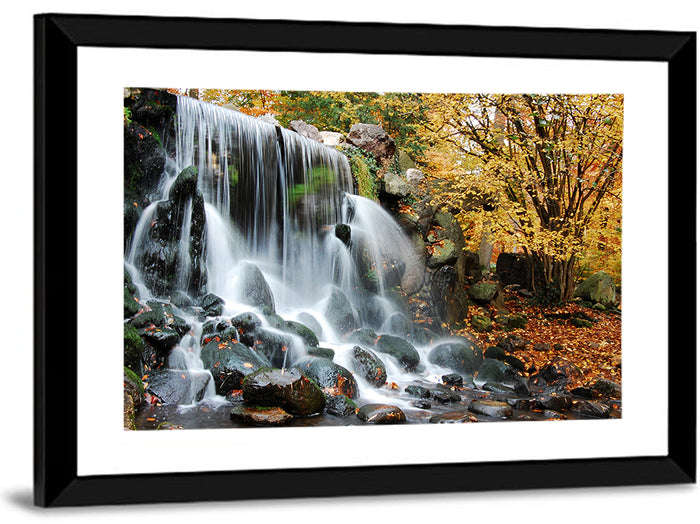 Autumn Waterfall at Sonsbeek Park Wall Art as a framed print