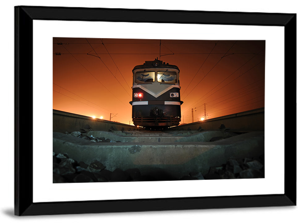Cinematic Night Electric Locomotive Wall Art