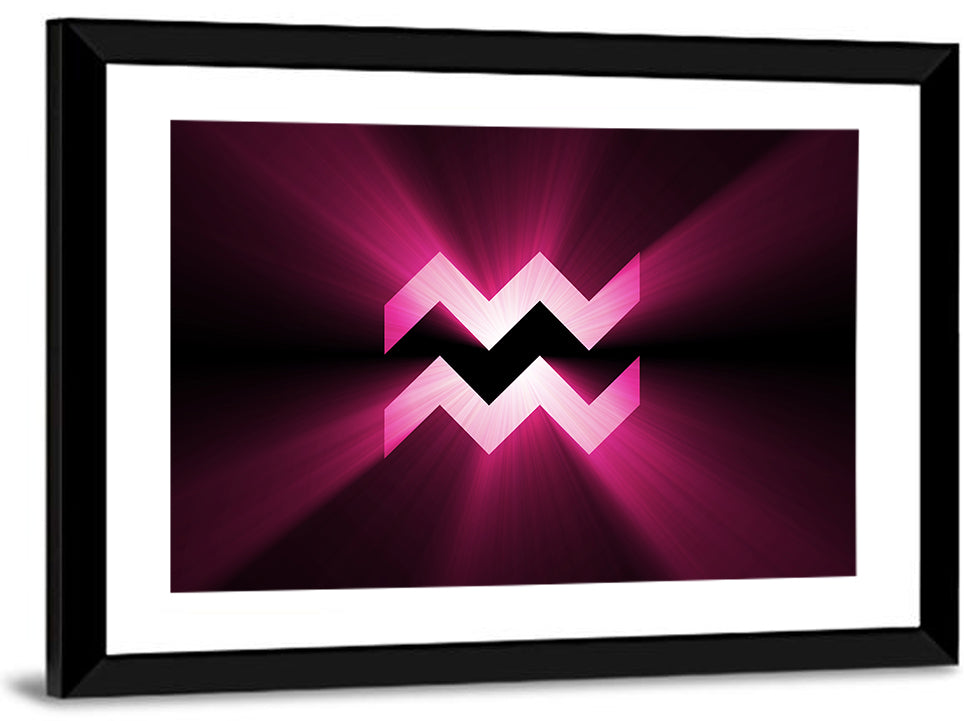 Magenta Aquarius Symbol Wall Art