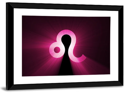 Glowing Magenta Leo Symbol Wall Art