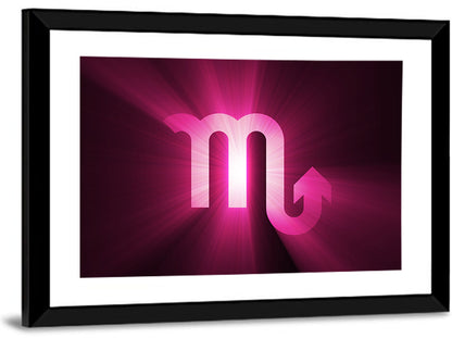 Scorpio Glyph with Magenta Burst Wall Art