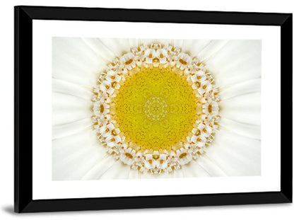 White Flower Mandala Kaleidoscope Wall Art