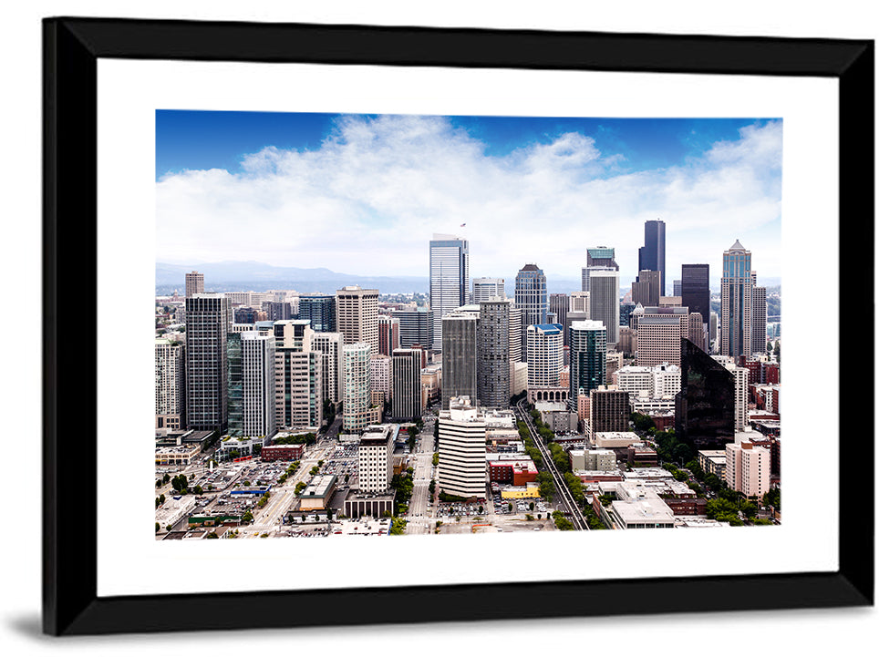 Aerial Seattle Skyline Cityscape Wall Art