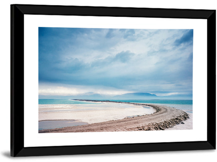 Dead Sea Salt Flats Coastline Wall Art as a framed print