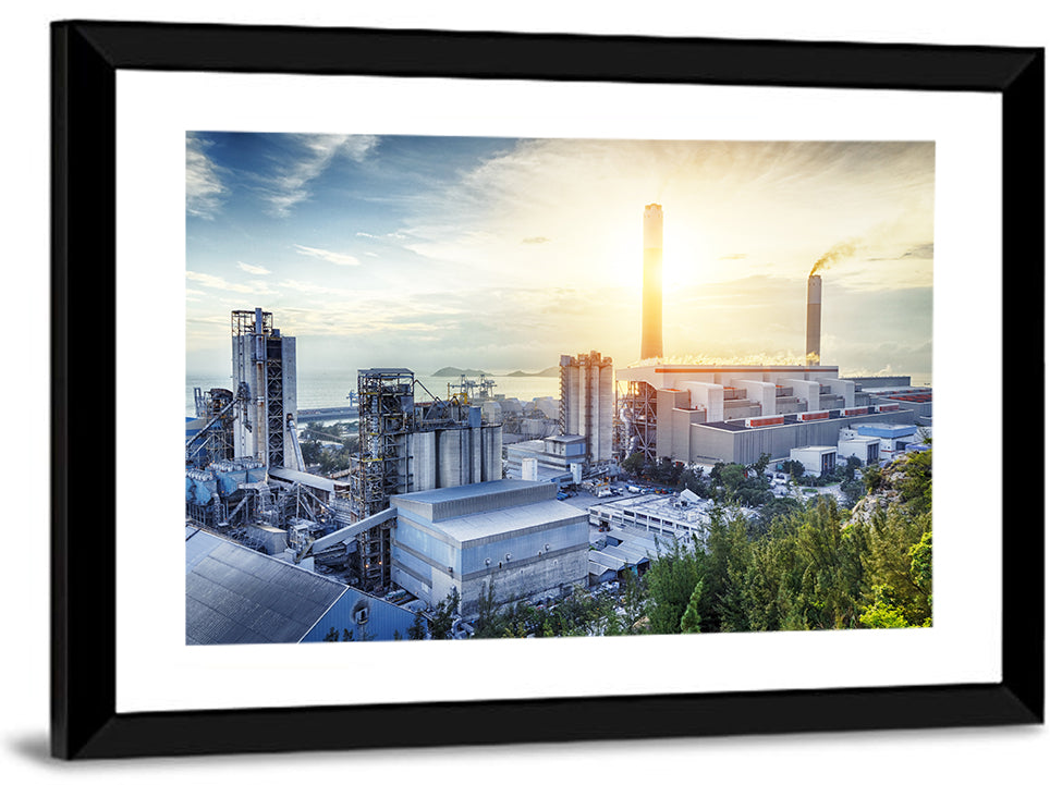 Coastal Power Plant at Sunrise Wall Art
