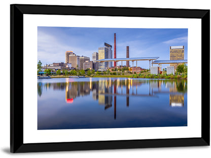 Birmingham Skyline Reflection at Twilight Wall Art