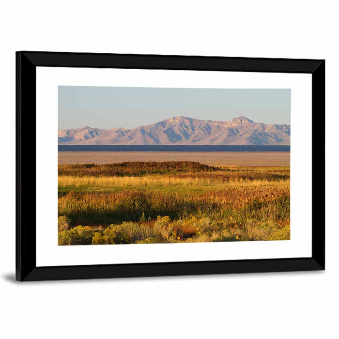 Antelope Island and Wasatch Mountains Wall Art as a framed print