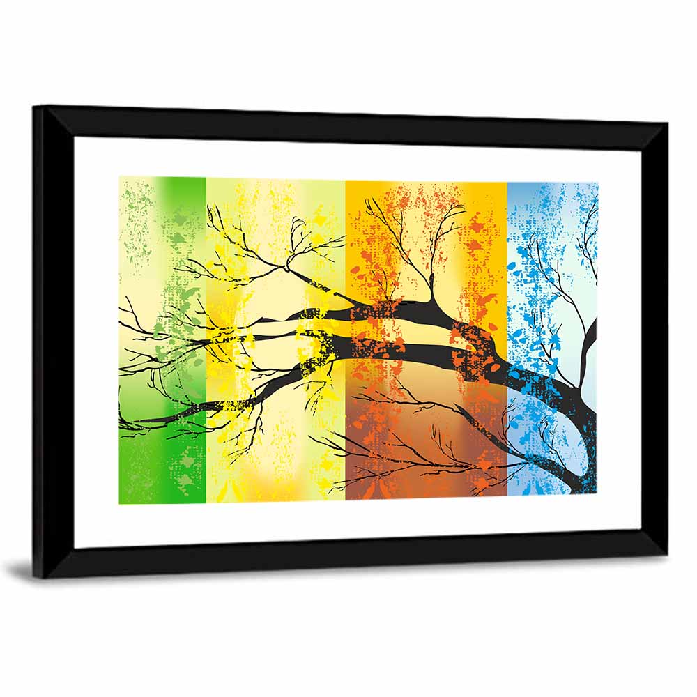 Four Seasons Tree Silhouette Wall Art