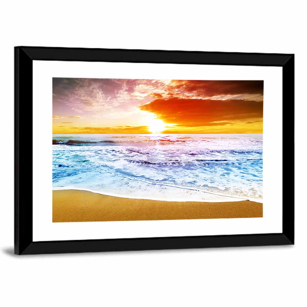 Golden Beach Sunset Wall Art