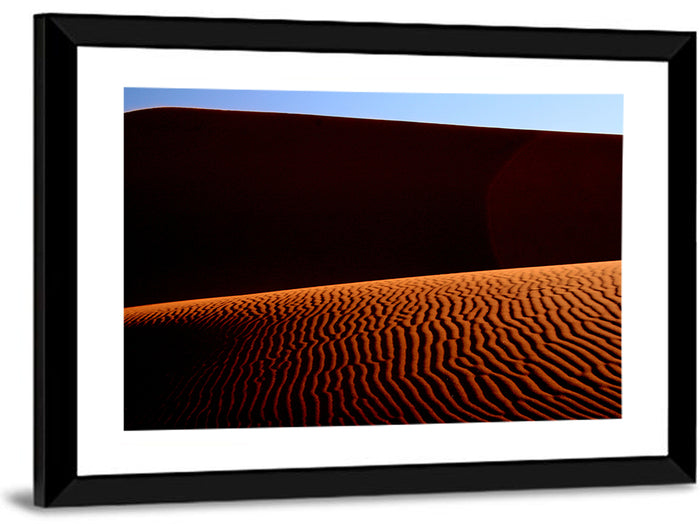 Golden Hour Sand Dunes Wall Art as a framed print