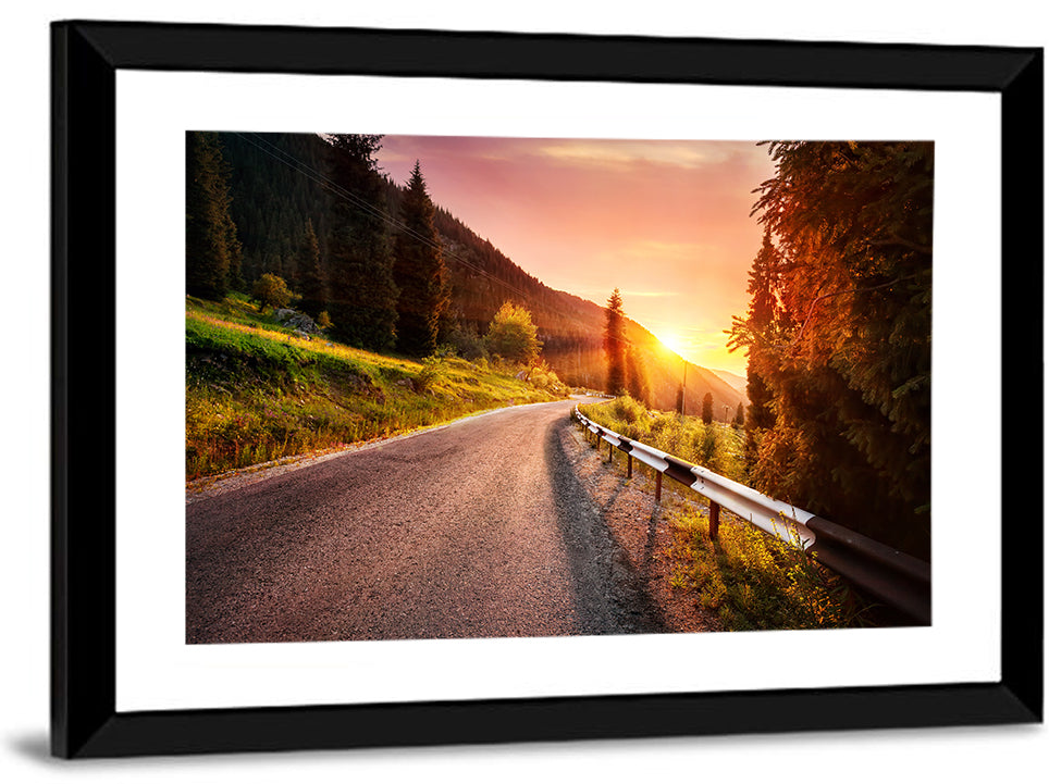 Golden Hour Mountain Road Wall Art