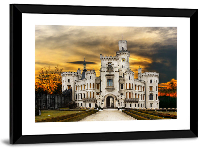 Hluboká Castle at Sunset Wall Art as a framed print
