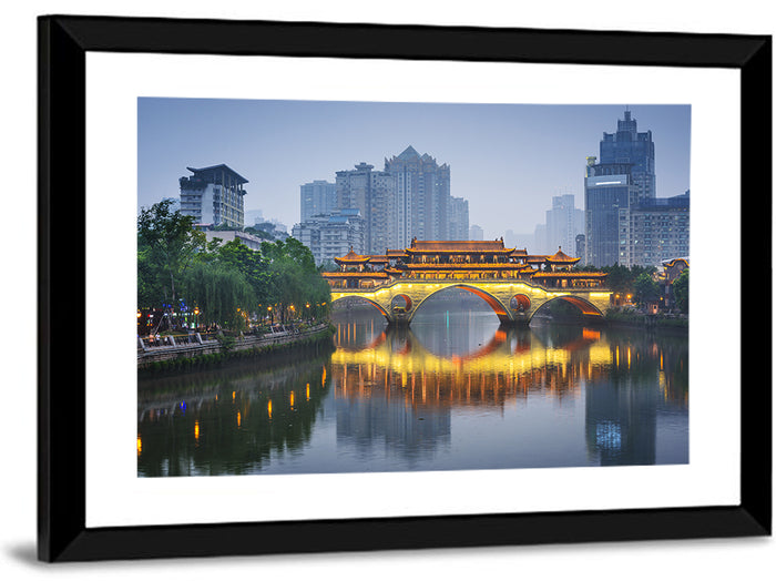 Anshun Bridge at Twilight Wall Art as a framed print