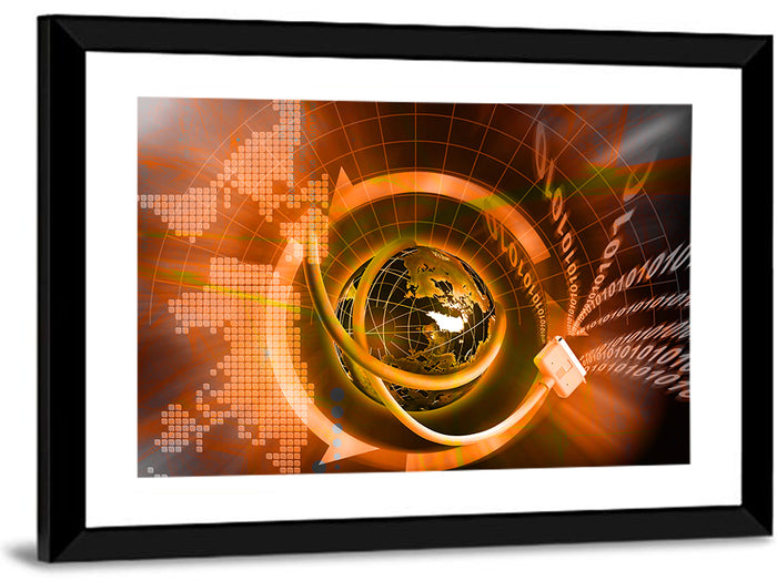 Digital Connectivity Globe Wall Art as a framed print