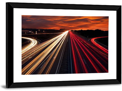 City Traffic Light Trails Wall Art