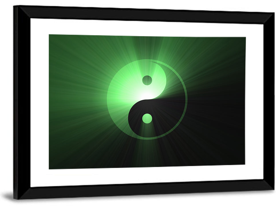 Green Glowing Yin Yang Wall Art