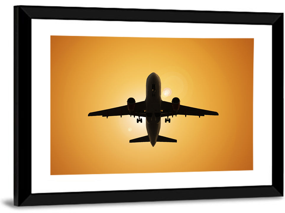 Sunset Jet Silhouette Wall Art