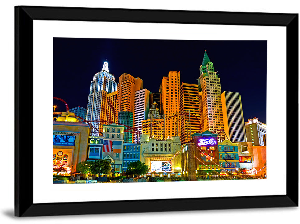 Las Vegas Big Apple Coaster at Night Wall Art