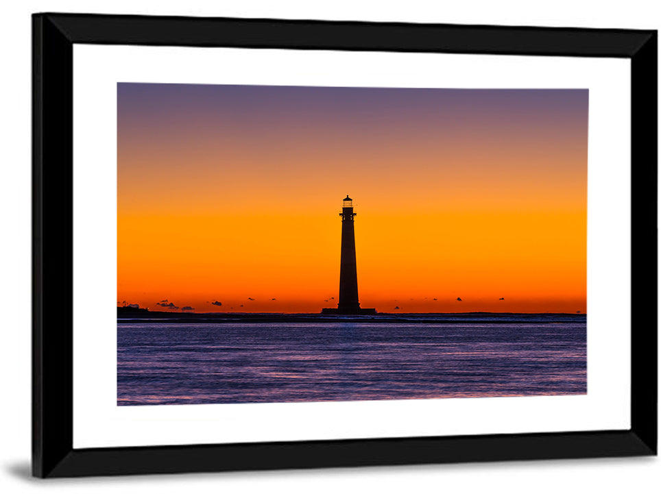Minimalist Lighthouse Silhouette at Twilight Wall Art