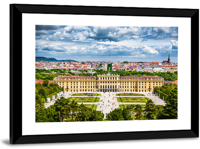 Schönbrunn Palace and Great Parterre Gardens Wall Art as a framed print