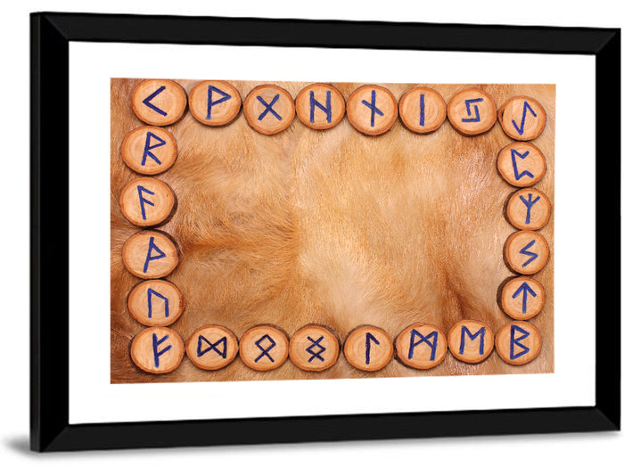 Elder Futhark Rune Frame Wall Art as a framed print