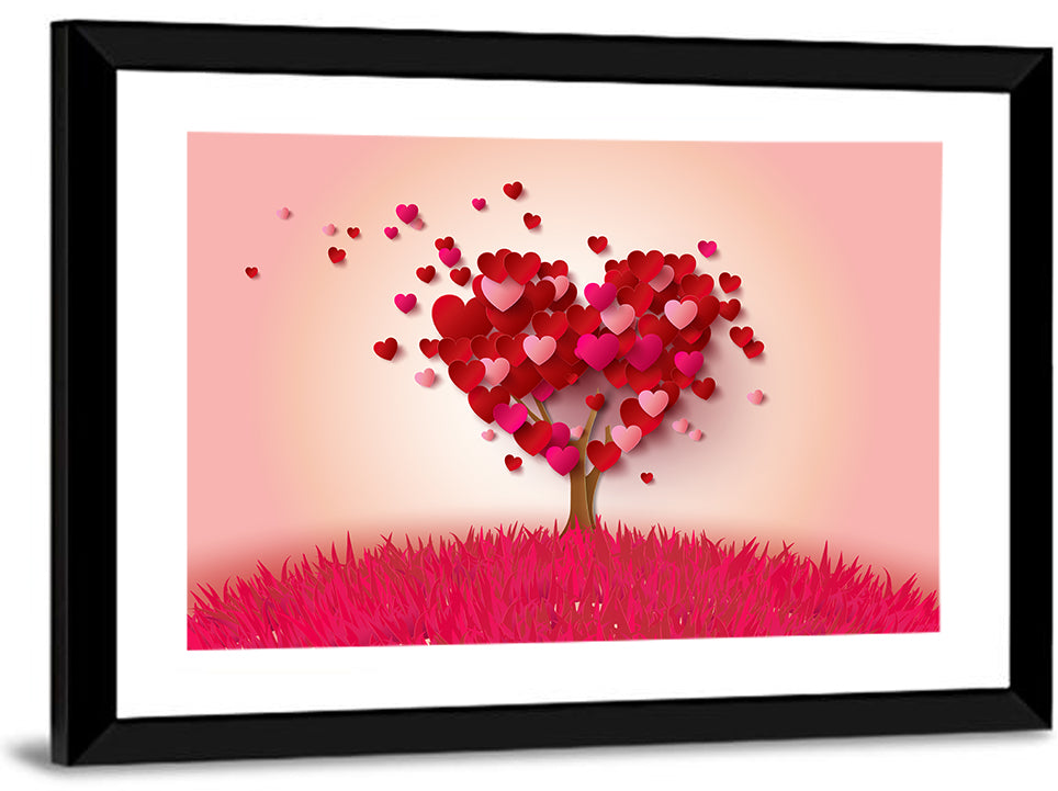 Whimsical Heart Tree Illustration Wall Art