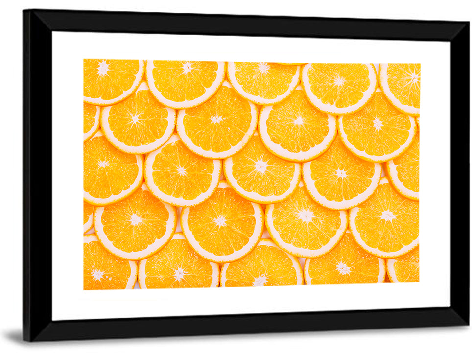 Orange Slice Grid Pattern Wall Art