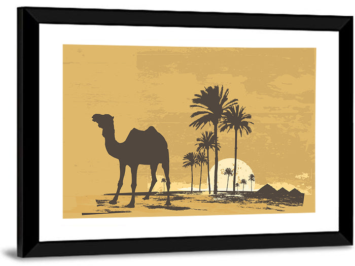 Giza Camel Silhouette Wall Art as a framed print