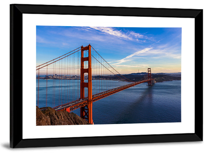 Golden Gate Bridge at Golden Hour Wall Art as a framed print