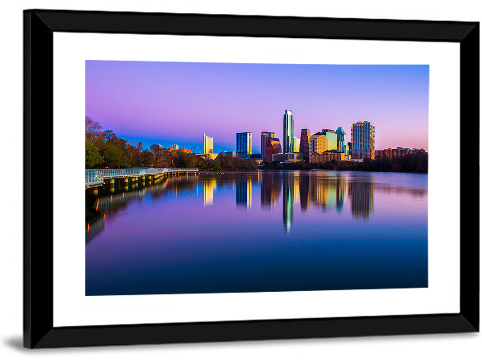 Austin Skyline Reflection at Twilight Wall Art