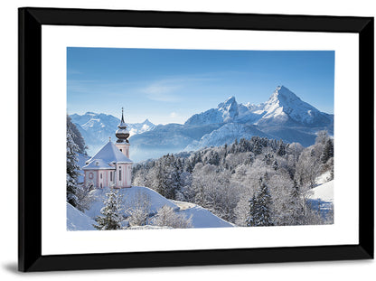 Maria Gern Church and Watzmann in Winter Wall Art