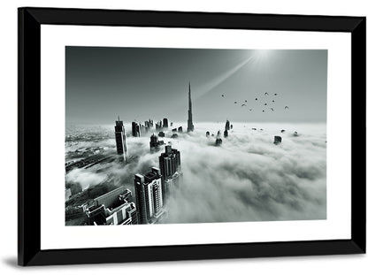 Burj Khalifa Rising Through Morning Fog Wall Art