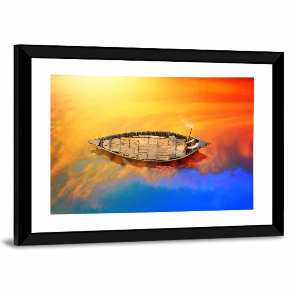 Sunset Rowboat from Above Wall Art