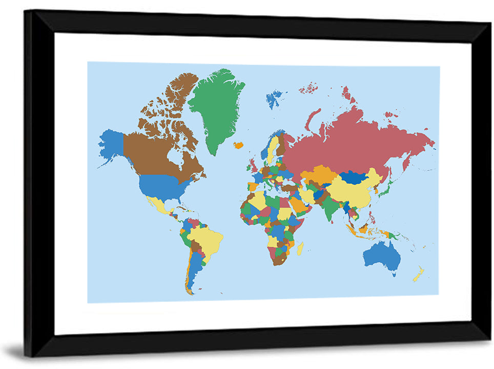 Colored World Map Wall Art