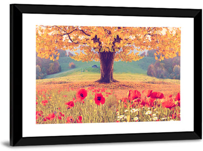 Autumn Tree and Poppy Field Wall Art