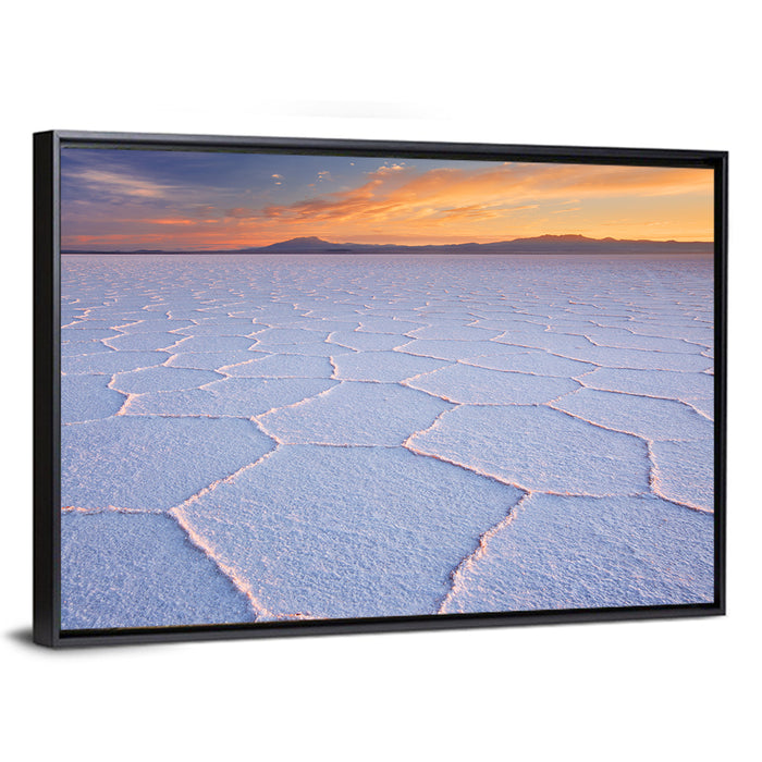 Salar De Uyuni Sunrise Wall Art as a framed canvas