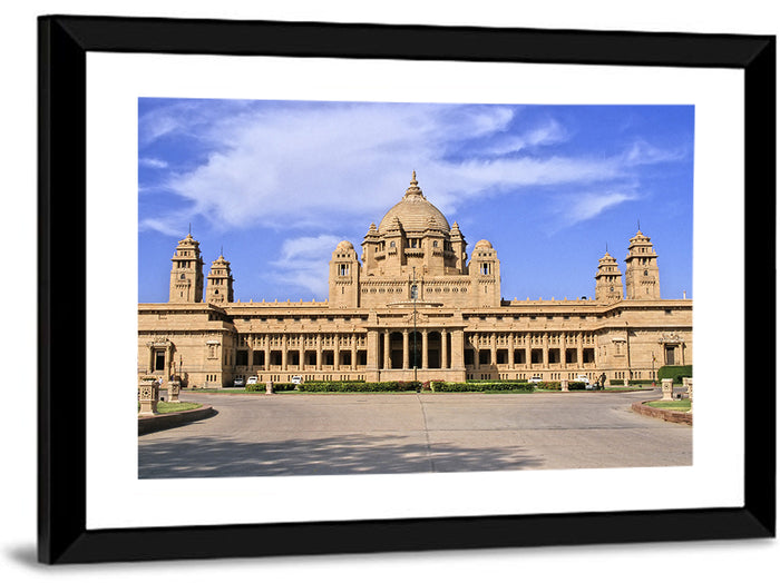 Umaid Bhawan Palace Under Clear Blue Sky Wall Art as a framed print