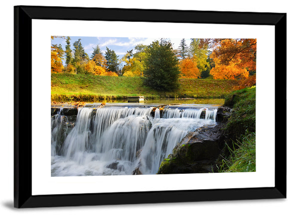 Autumn Forest Waterfall Wall Art