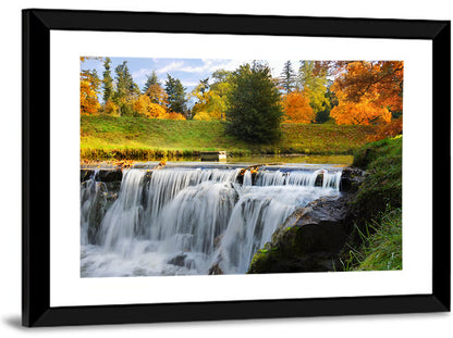 Autumn Forest Waterfall Wall Art